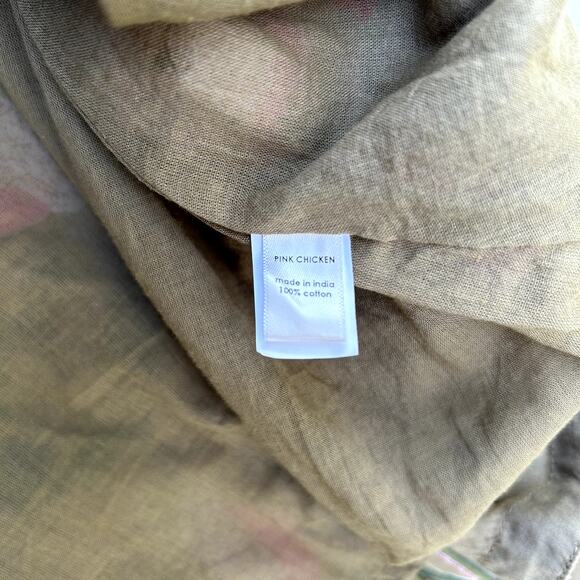 Pink Chicken Floral Tent Mini Dress Ruffle Embellishment Sash Belt Tie Lined XS - Picture 7 of 8